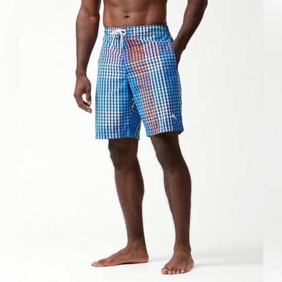 Tommy Bahamas Big & Tall Baja King Of Gingham Board Shorts - Picture 1 of 7